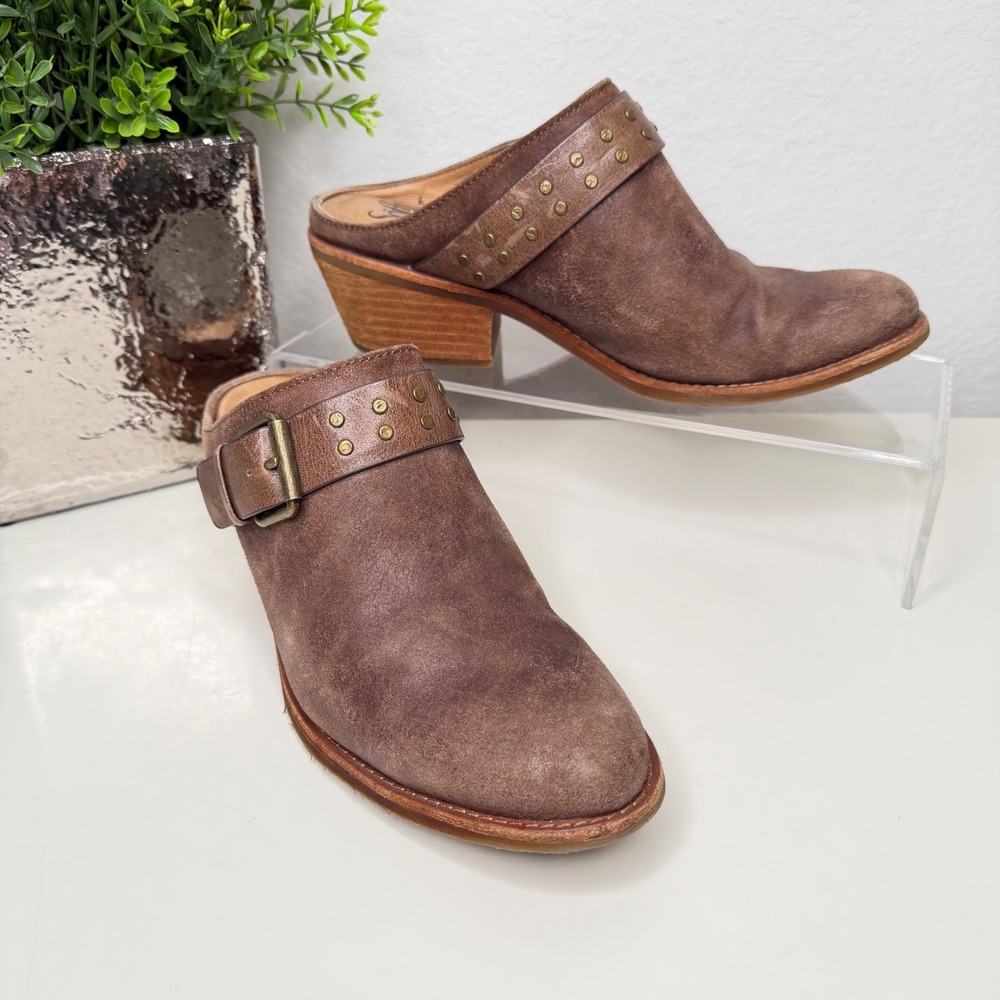 Sofft Leather Mule Clogs Womens Brown Studded Buckle Boho Western 8.5M